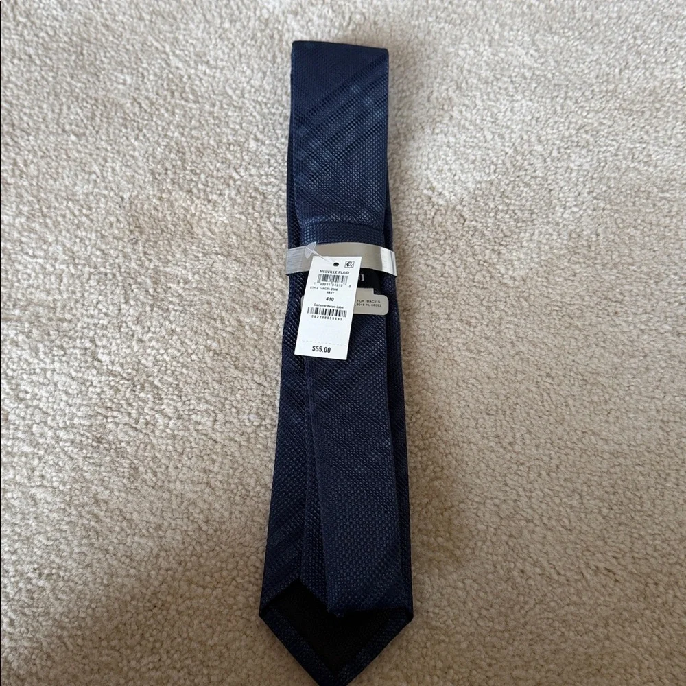 💥3/$20 Alfani Men's Navy Textured Plaid Tie